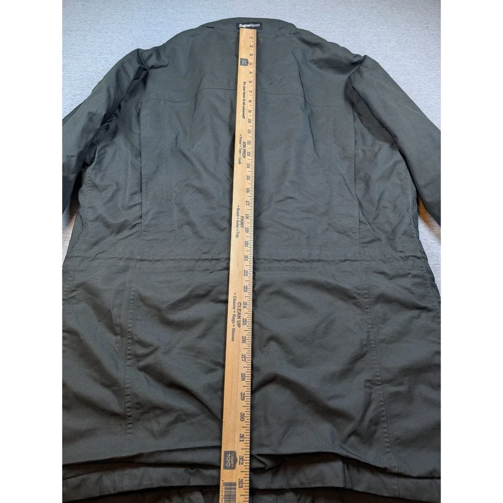 Zegna Sport Microtene Thermore Insulated Parka Jacket Olive Green Hooded Mens XL